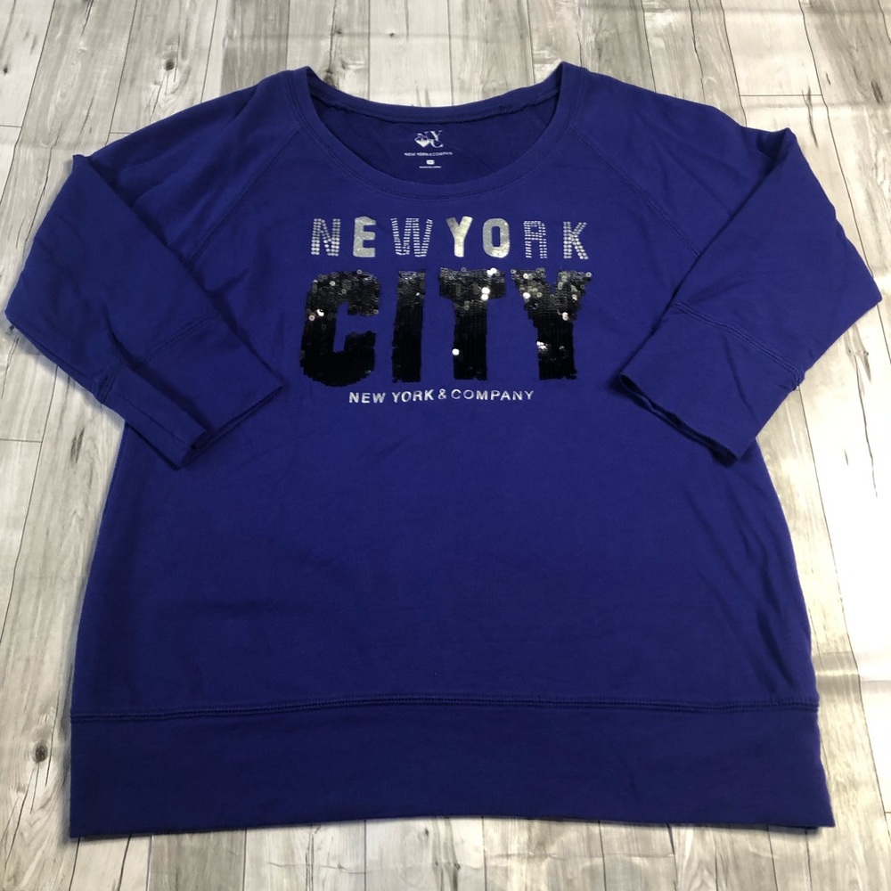 New York & Co Sweatshirt Womens Medium Purple Sequin